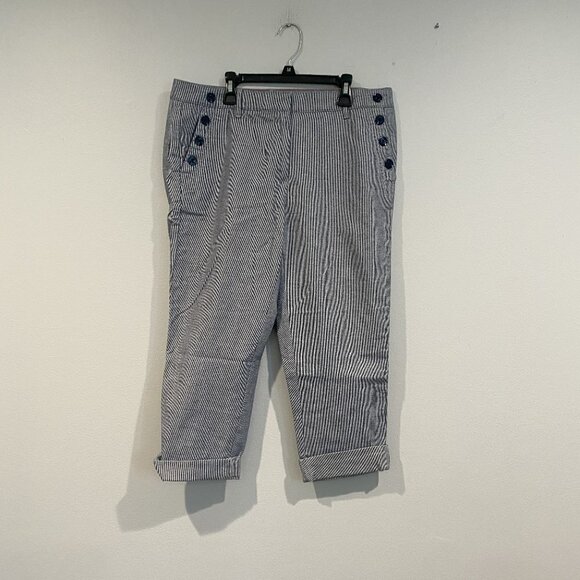 Tommy Hilfiger Navy and White Striped Capris Pants - Size 8 - Picture 1 of 8